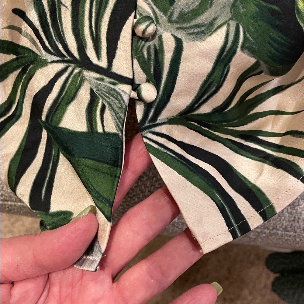 Victoria's Secret Satin Green and Cream Palm Leaf Print Camisole Corset Top XL - Picture 9 of 11